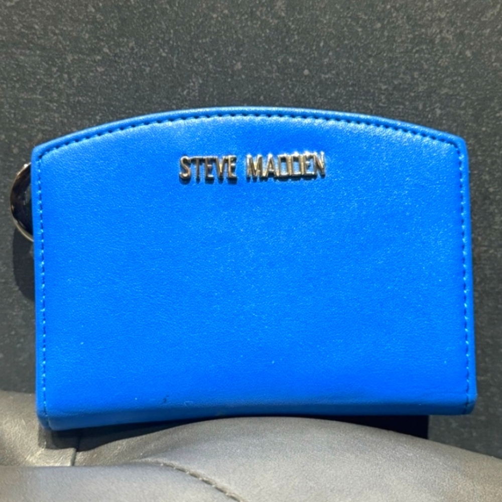 Steve Madden Blue Compact Zip Wallet